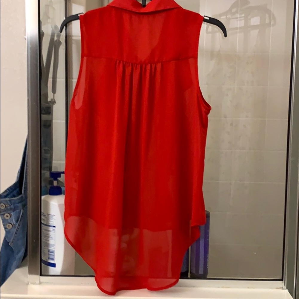 Sheer red button down - Picture 3 of 3